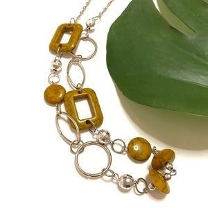 Brown & Silver Necklace & Earrings Set